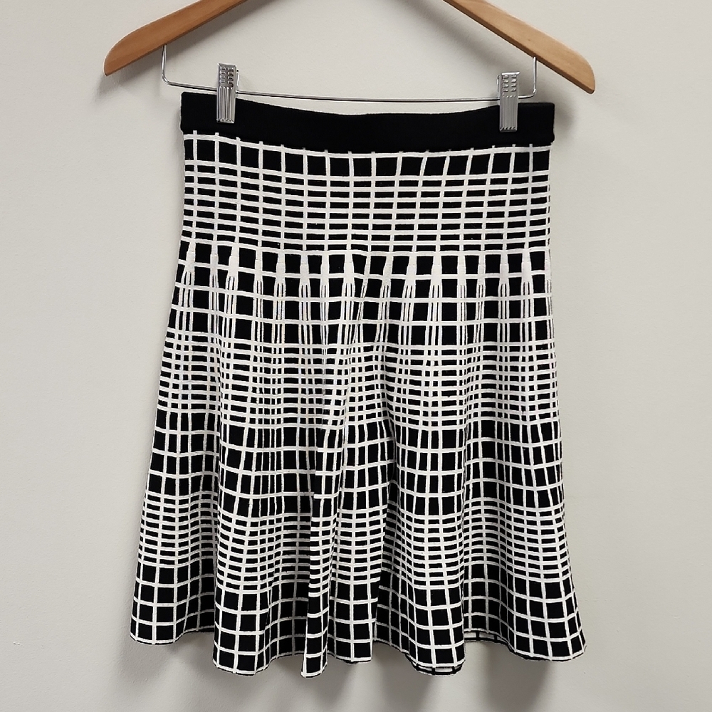 Chelsea & Theodore Black and White A-Line Skirt
